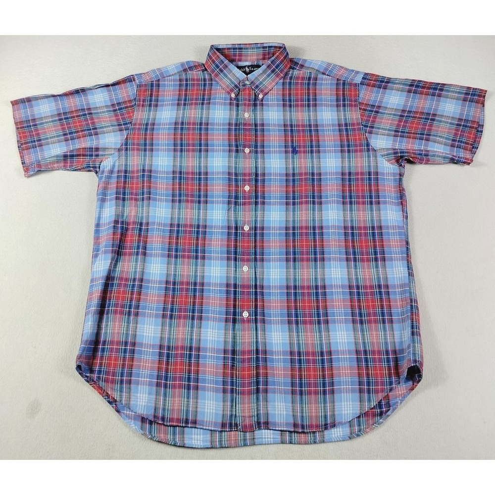 Ralph Lauren Shirt Mens XL Multicolor Plaid Short Sleeve Blake Casual Cotton